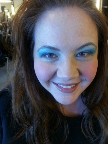 the look now complete with Aunt Sally pink blush