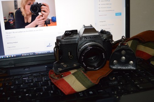 Where the love affair with analogue photography got serious; the first camera I owned that wasn't disposable. My NIkon FG, a gift from my parents on my 19th birthday.  Sexual 70s strap came along years later, pilfered from my Olympus OM10