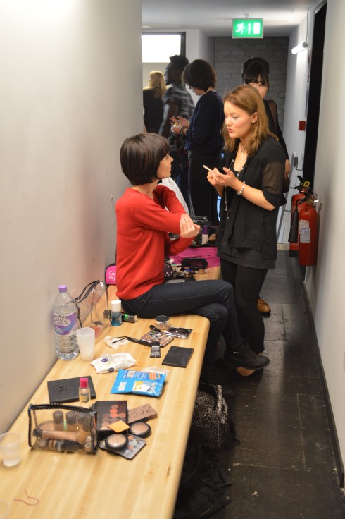 space was at a premium so we ended up doing makeup in the corridors